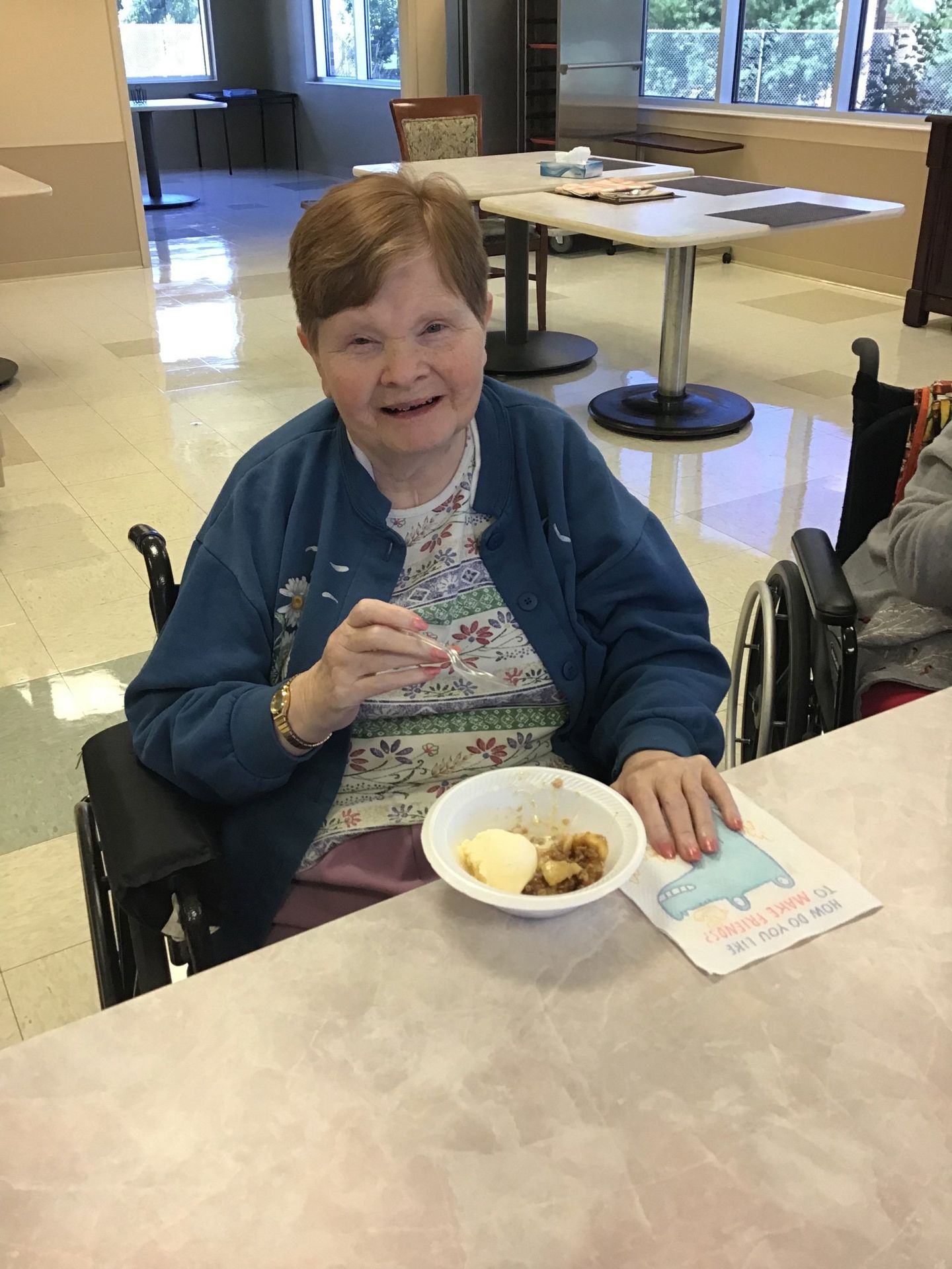 Elder eating at Lenawee Medical Care Facility in Adrian, MI