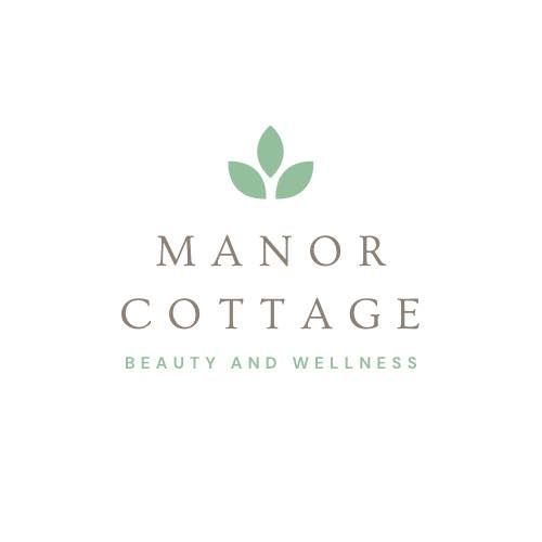 Manor Cottage Beauty and Wellness logo with green leaf icon on a white background