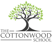 The logo for the cottonwood school shows a tree with green leaves.