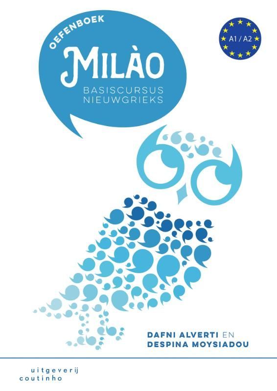 Een boek genaamd Milano heeft een blauwe uil op de cover