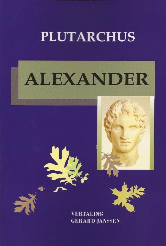 Een boek genaamd plutarchus alexander met een standbeeld op de cover