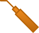 Orange dental instrument with angled tip.