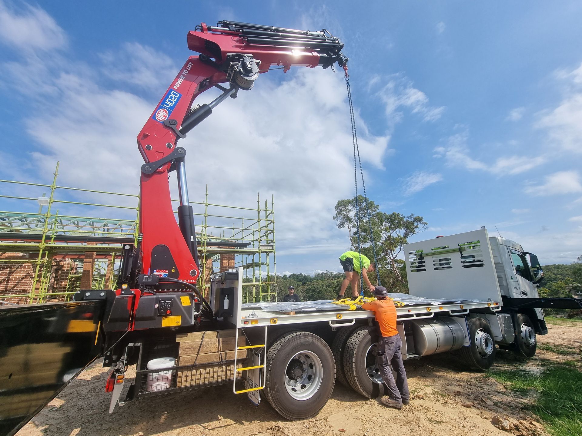 Experts Preparing to Lift a House Material — Sydney, NSW — Level8 Cranes