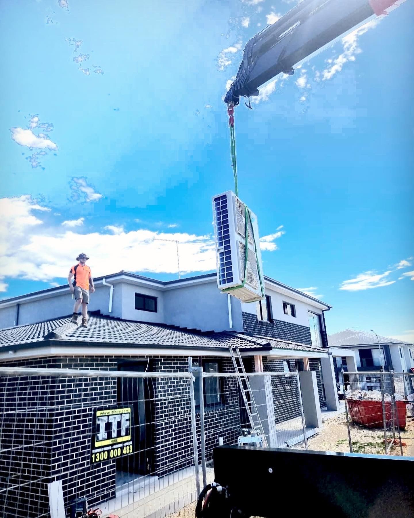 Lifting Air Conditioning on Residential House — Sydney, NSW — Level8 Cranes