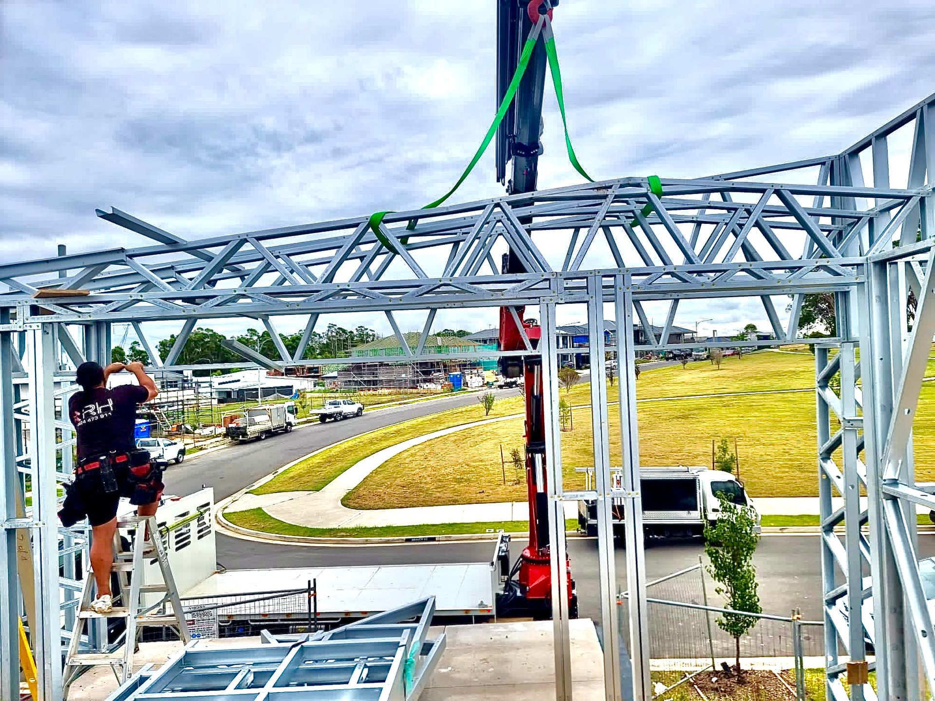 Crane Lifting Steel Frame — Sydney, NSW — Level8 Cranes