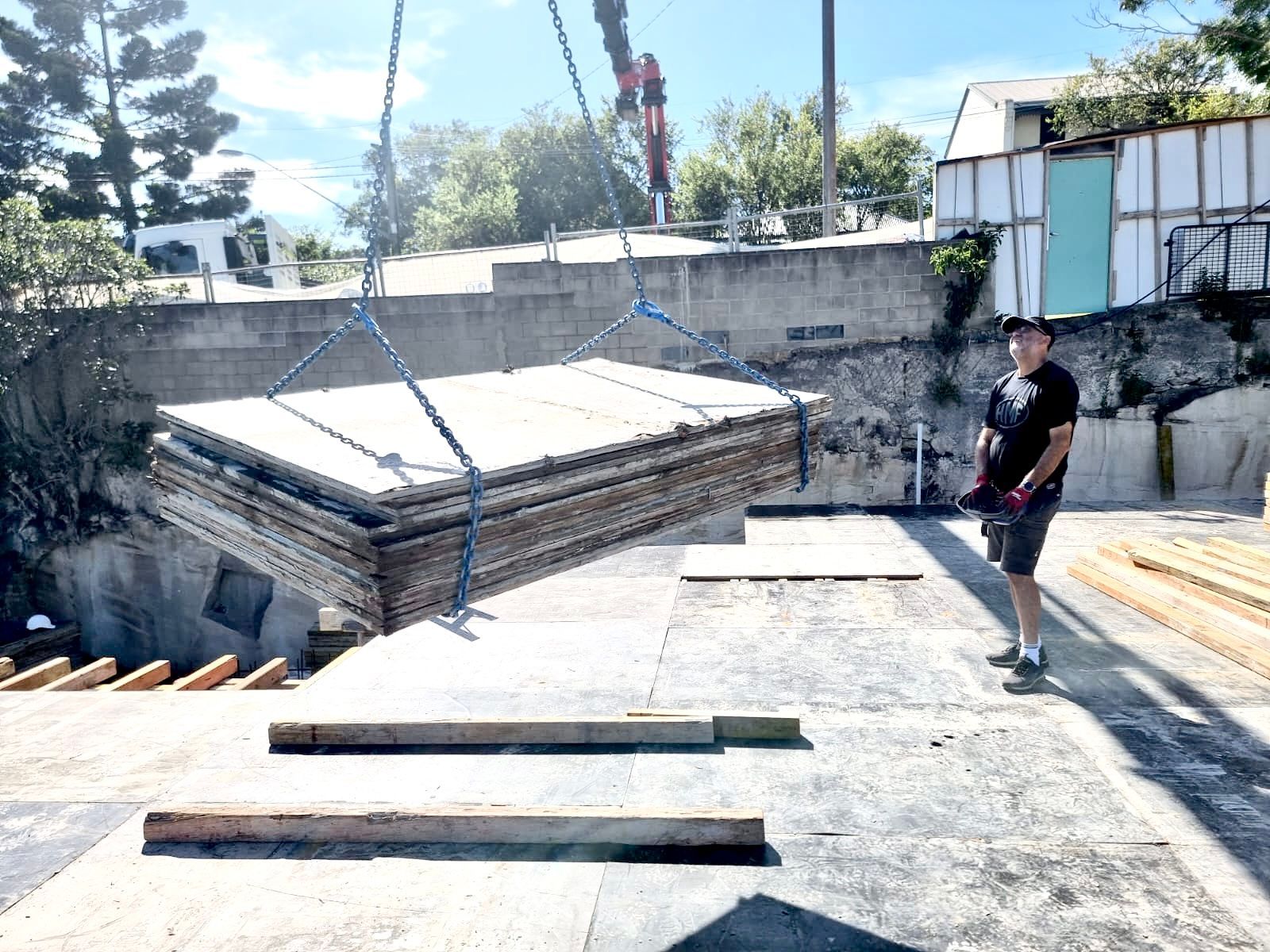 Lifting Old Wood Boards — Sydney, NSW — Level8 Cranes