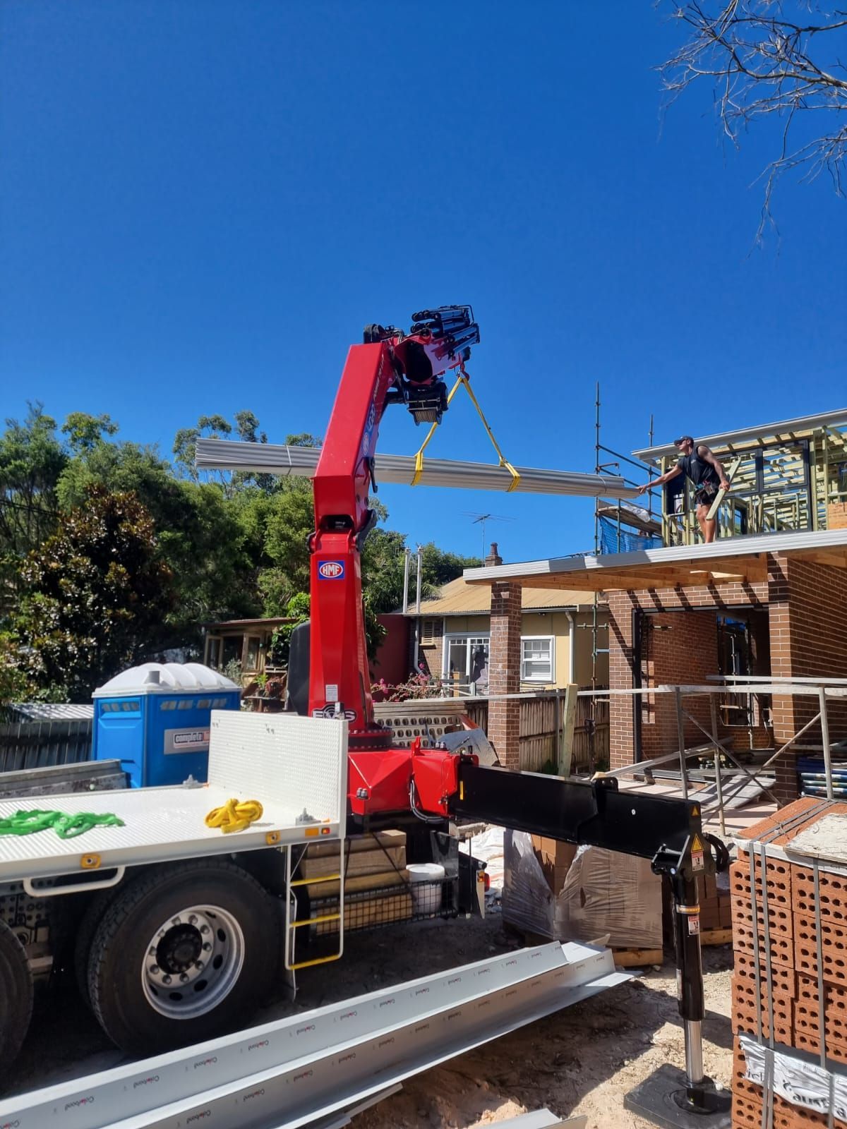 Lifting Metal Roof for Placing — Sydney, NSW — Level8 Cranes