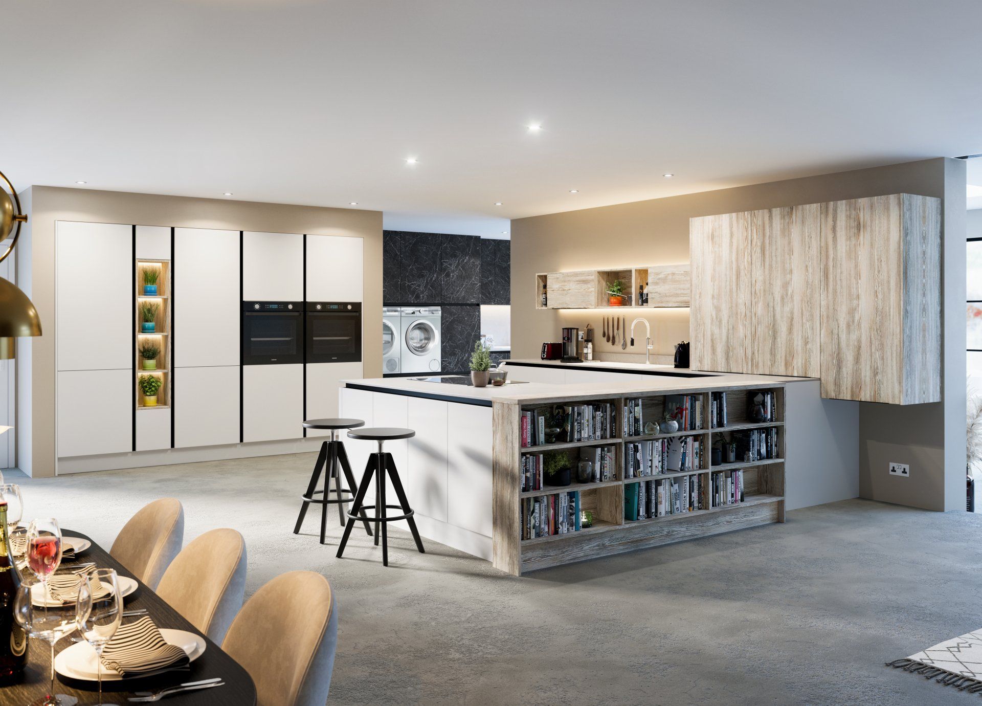 Flat Pack Kitchens - White Slab Kitchen
