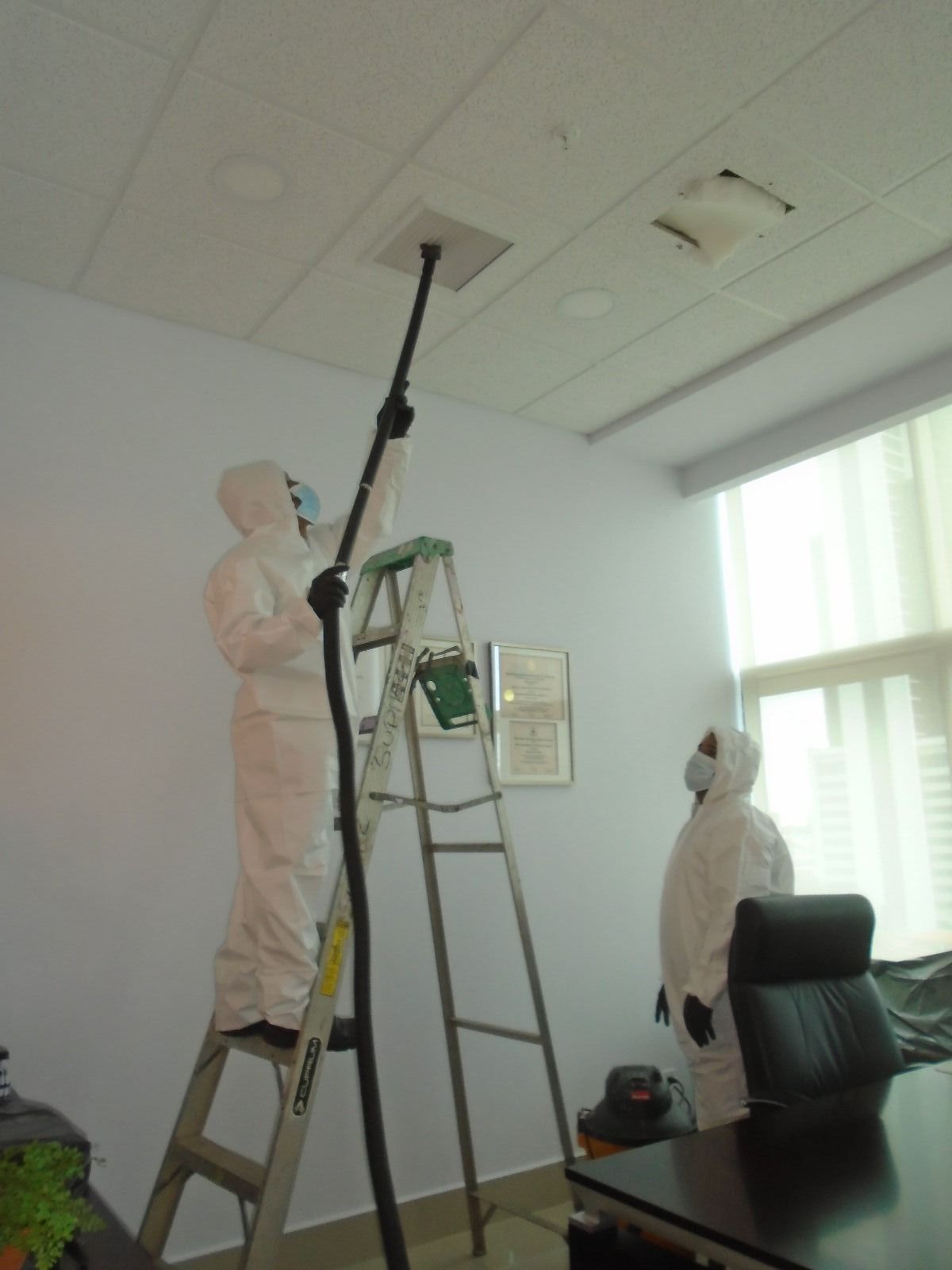 Un hombre en una escalera con la palabra benq escrita en ella.