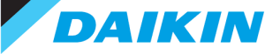 Un logotipo azul de Daikin sobre un fondo blanco.