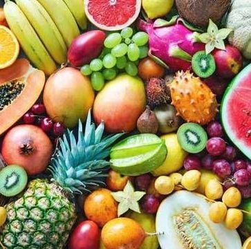 There are many different types of fruits and vegetables in this picture.