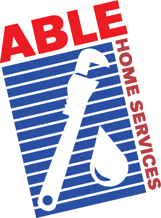 Able home services logo with a wrench and a drop of water