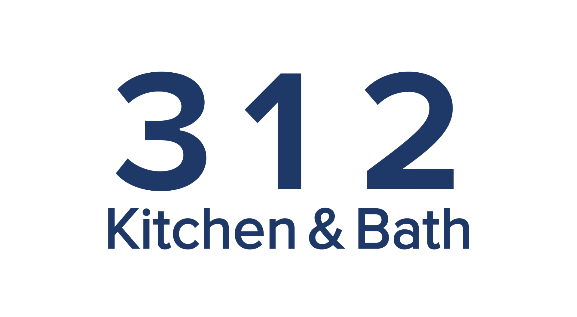 A blue logo for 312 kitchen and bath on a white background.