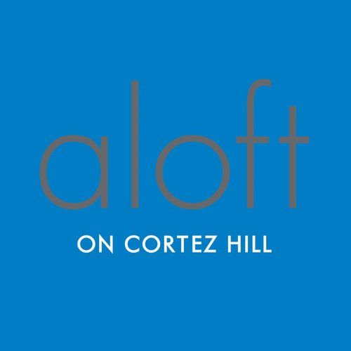Aloft on cortez hill logo on a blue background