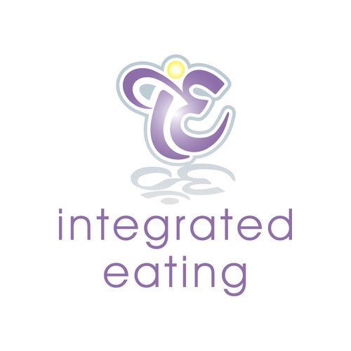 A logo for integrated eating with a purple and white logo