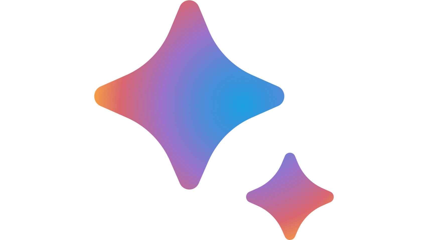 Two colorful, sparkling stars. One larger, one smaller, with a purple to orange gradient.