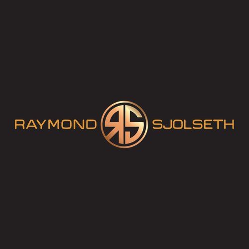 The logo for raymond sjolseth is gold on a black background.