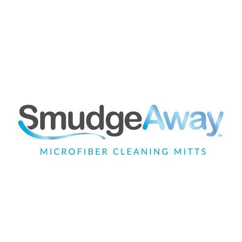 The logo for smudgeaway microfiber cleaning mitts.