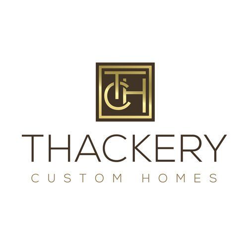 A logo for a company called thackery custom homes.