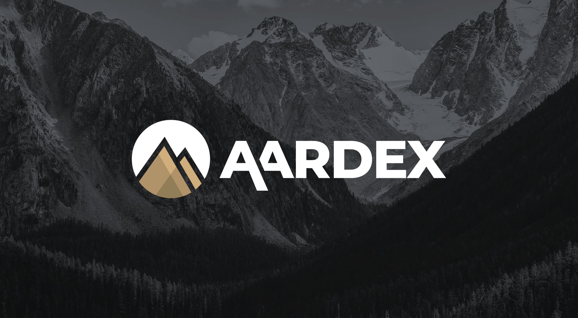 A black and white photo of a mountain with the word aardex on it.