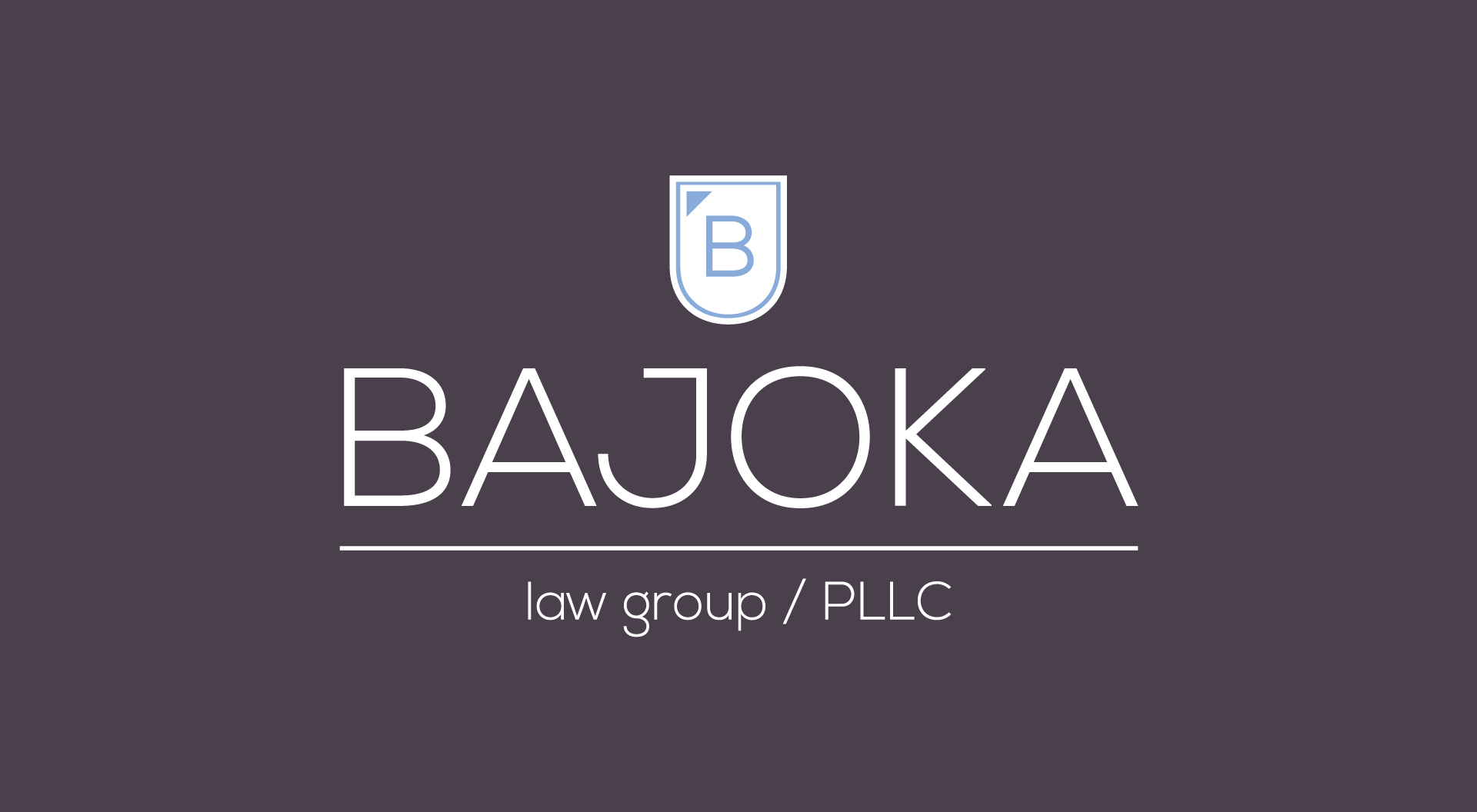 A logo for bajoka law group / pllc on a purple background