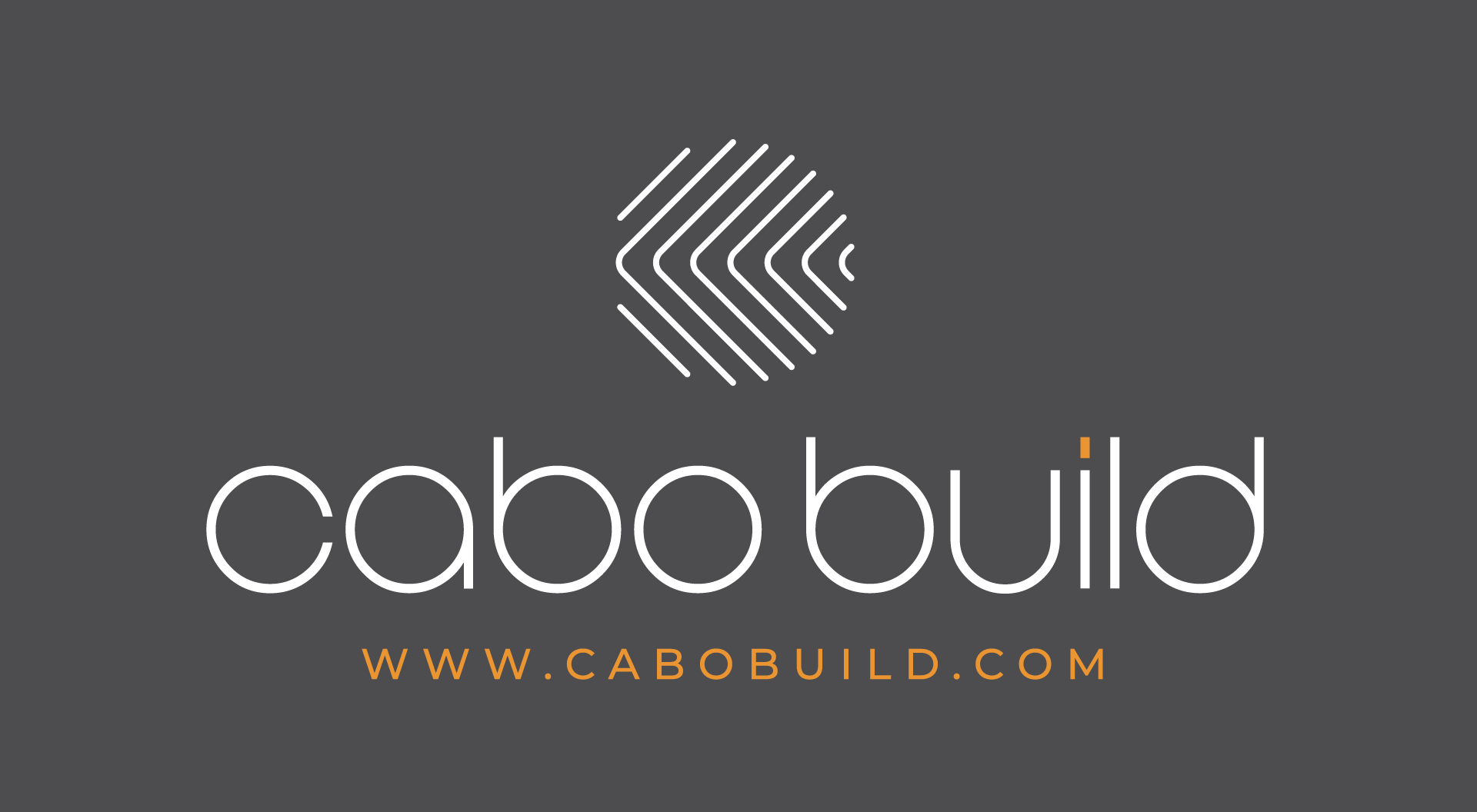 A logo for cabo build on a gray background