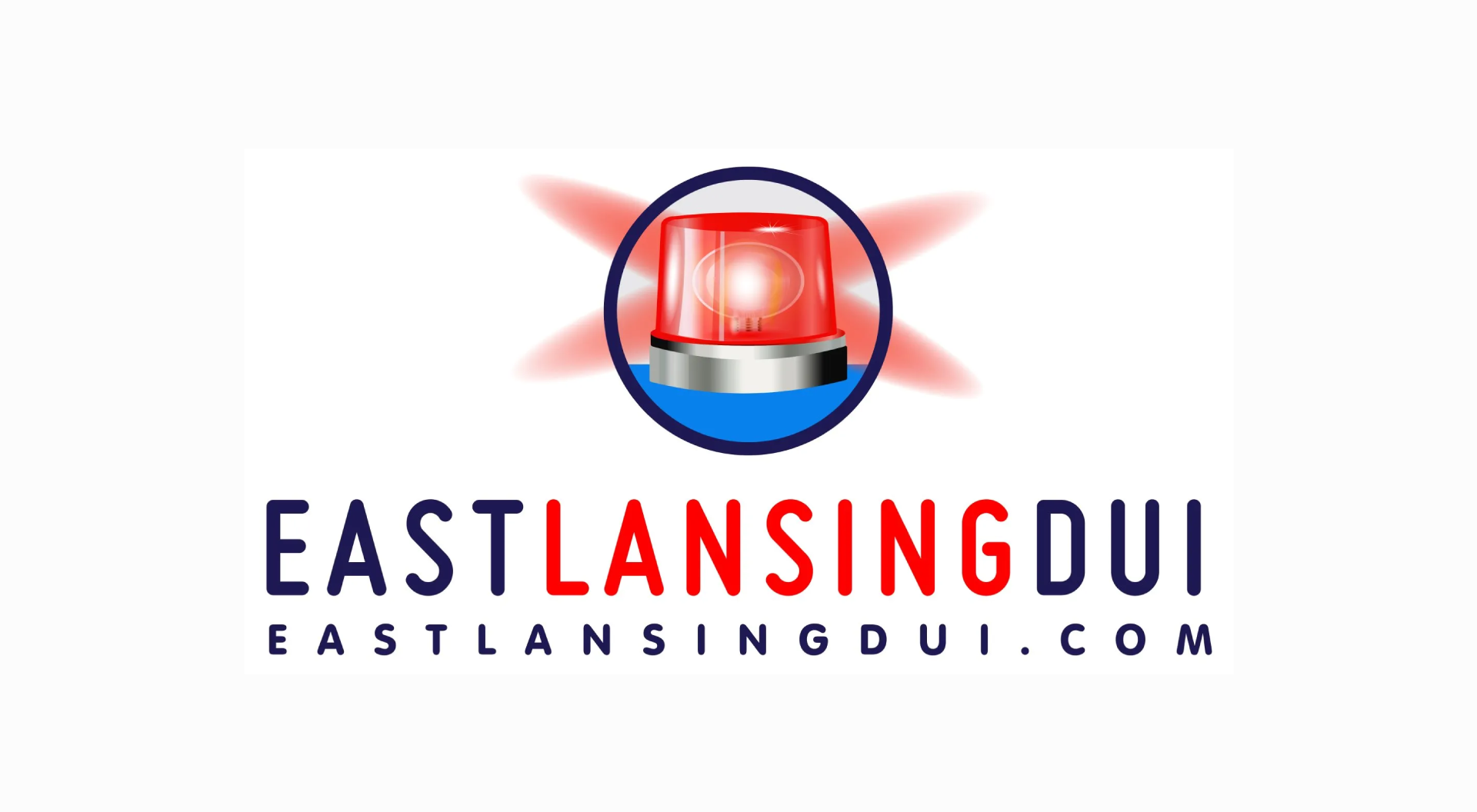 A logo for eastlansingdui.com with a red light