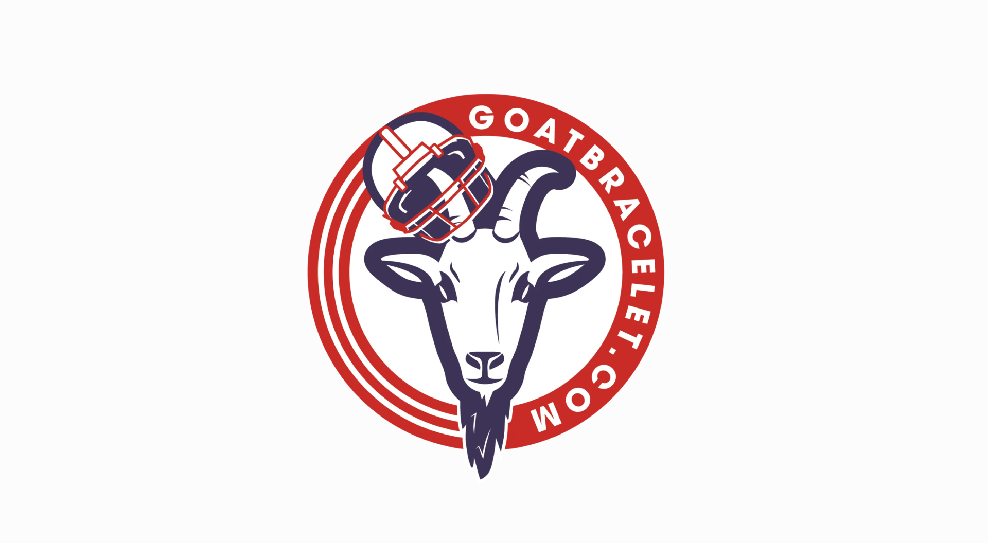 The logo for goat bracelet com shows a goat with a football on its head.