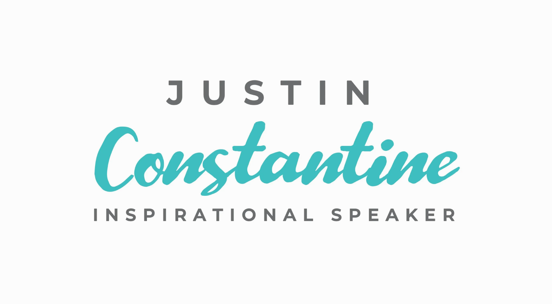 A logo for justin constantine , an inspirational speaker.