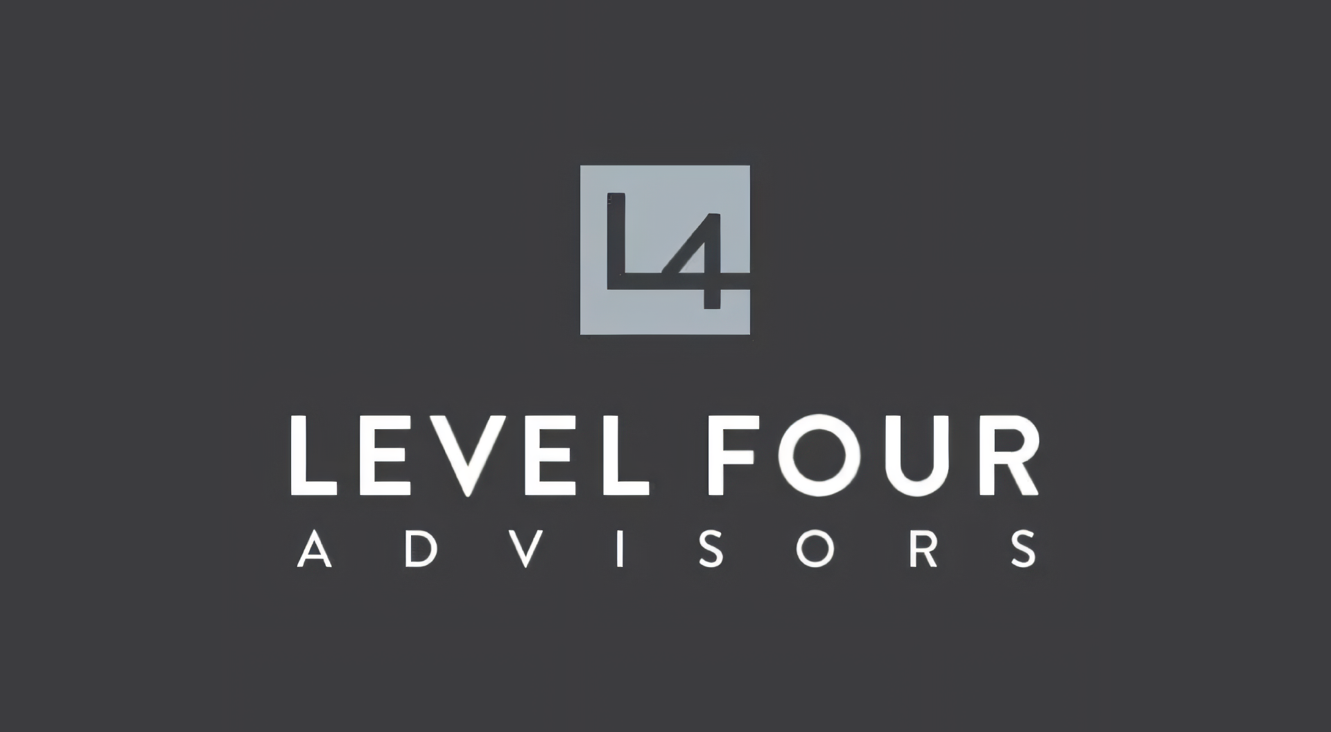 A logo for level four advisors on a black background