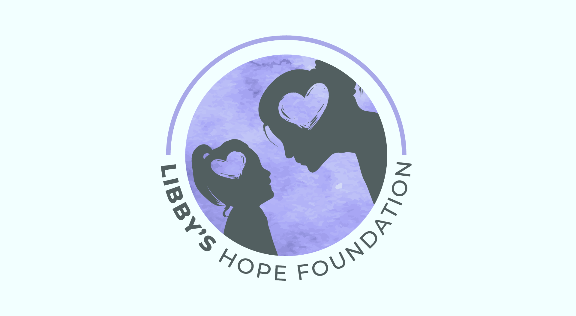 The logo for libby 's hope foundation shows a mother and child making a heart shape with their hands.
