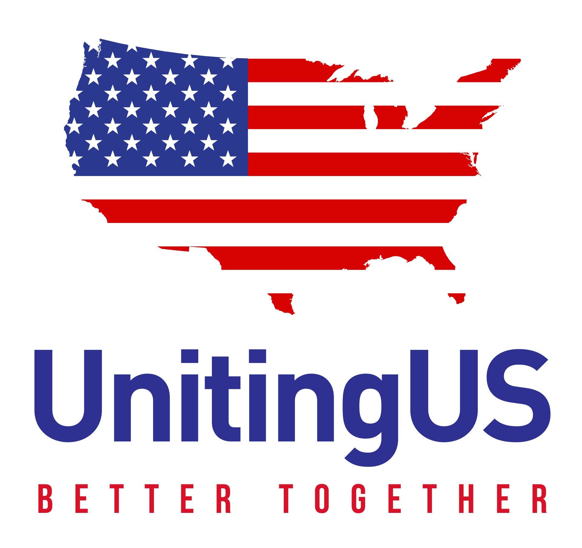 A logo for uniting us better together with an american flag