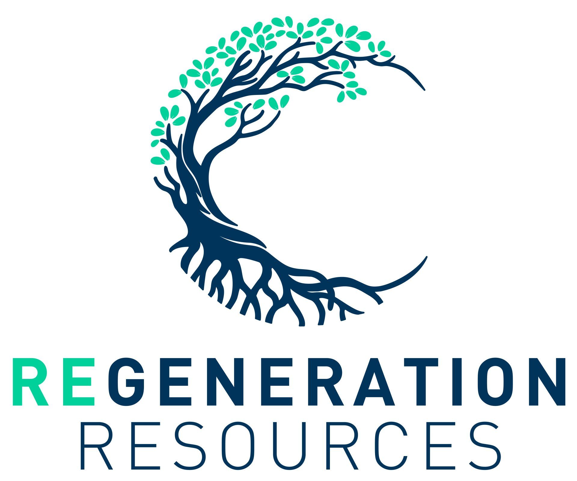 The logo for regeneration resources shows a tree with roots in a circle.