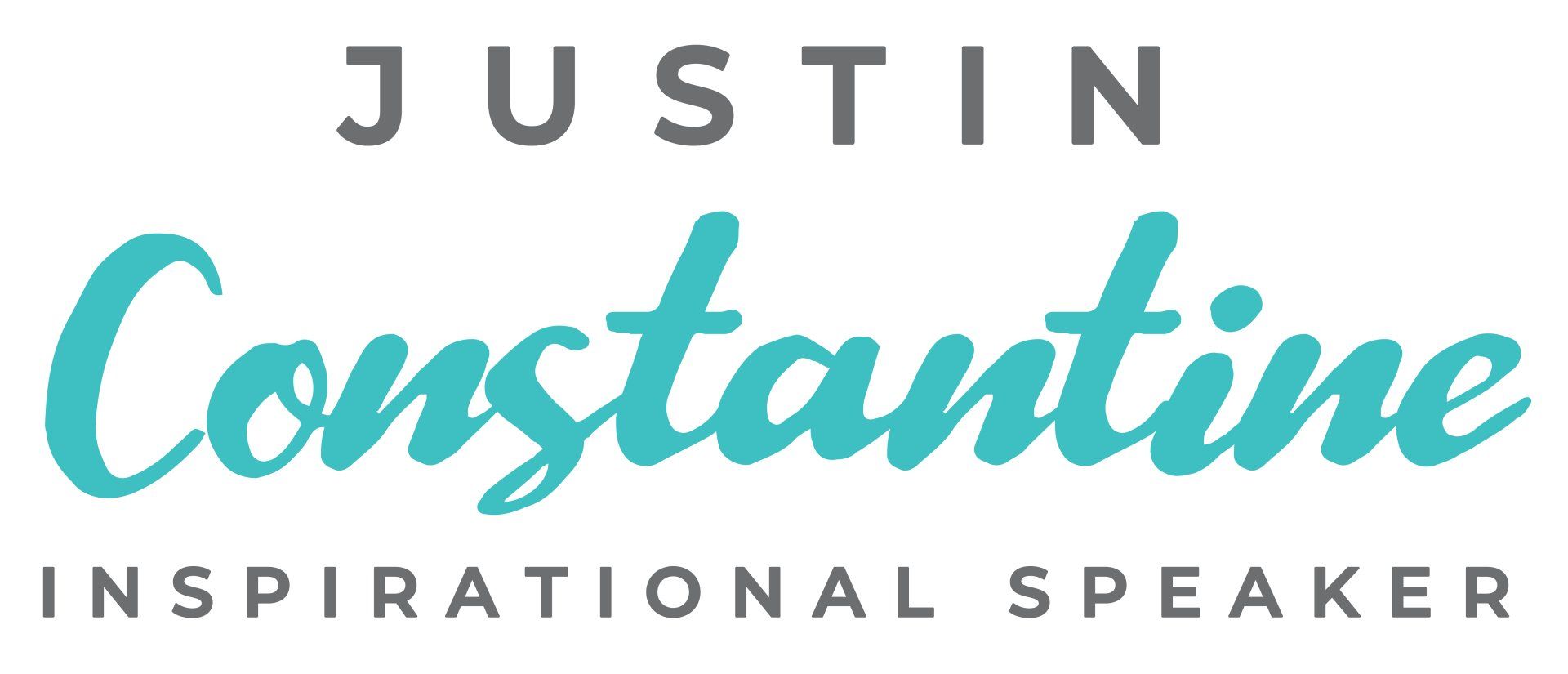A logo for justin constantine , an inspirational speaker.