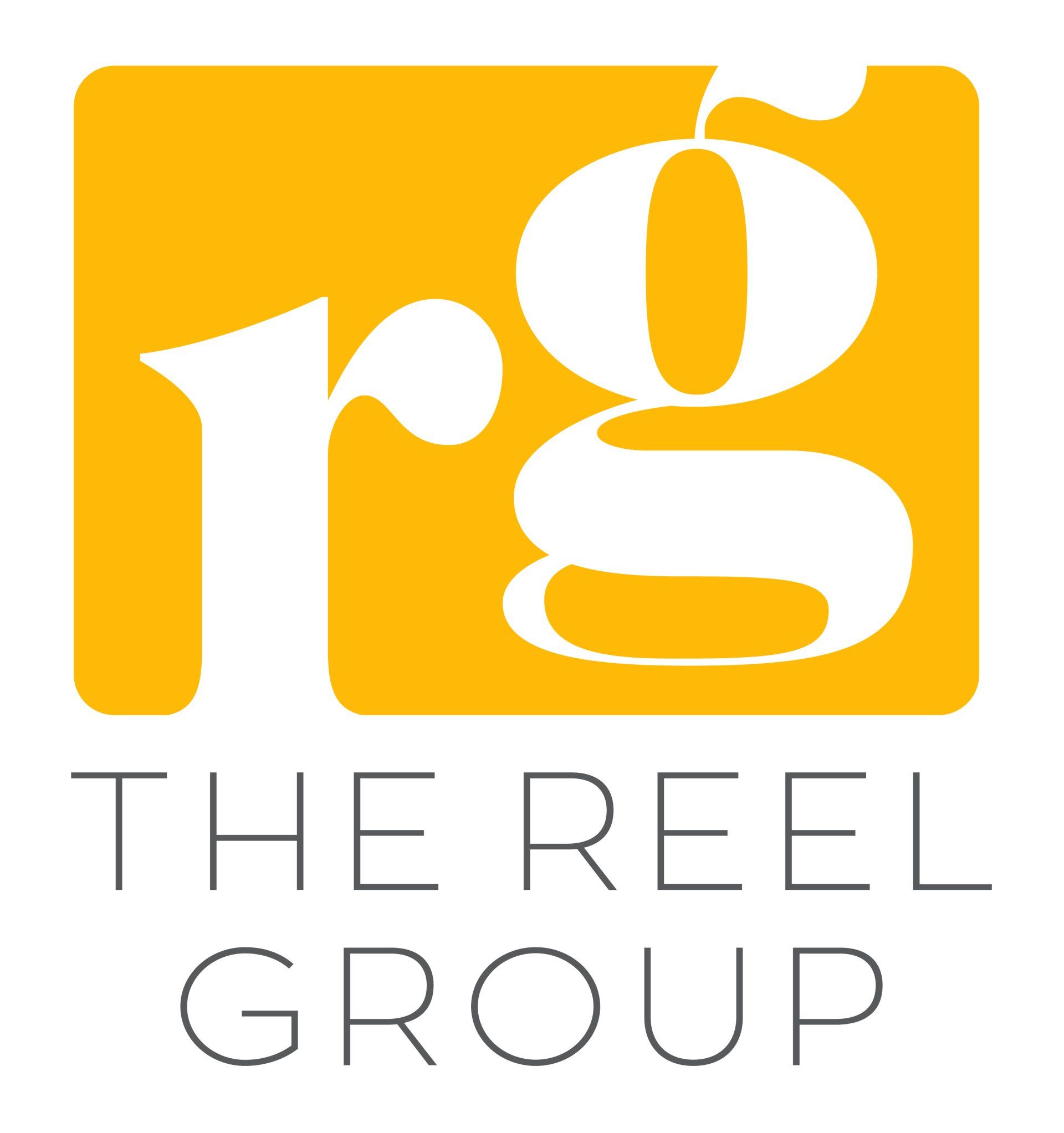 A yellow and white logo for the reel group