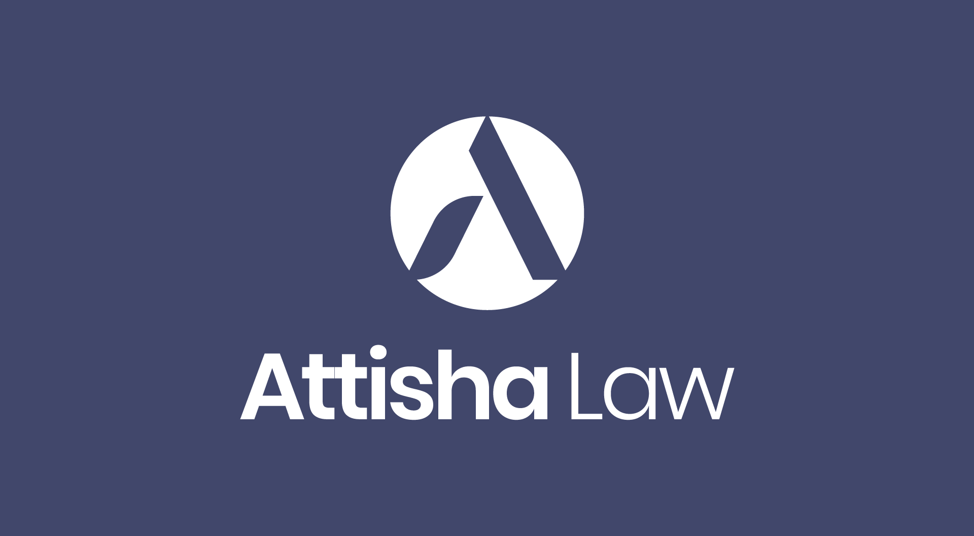 The attisha law logo is on a blue background