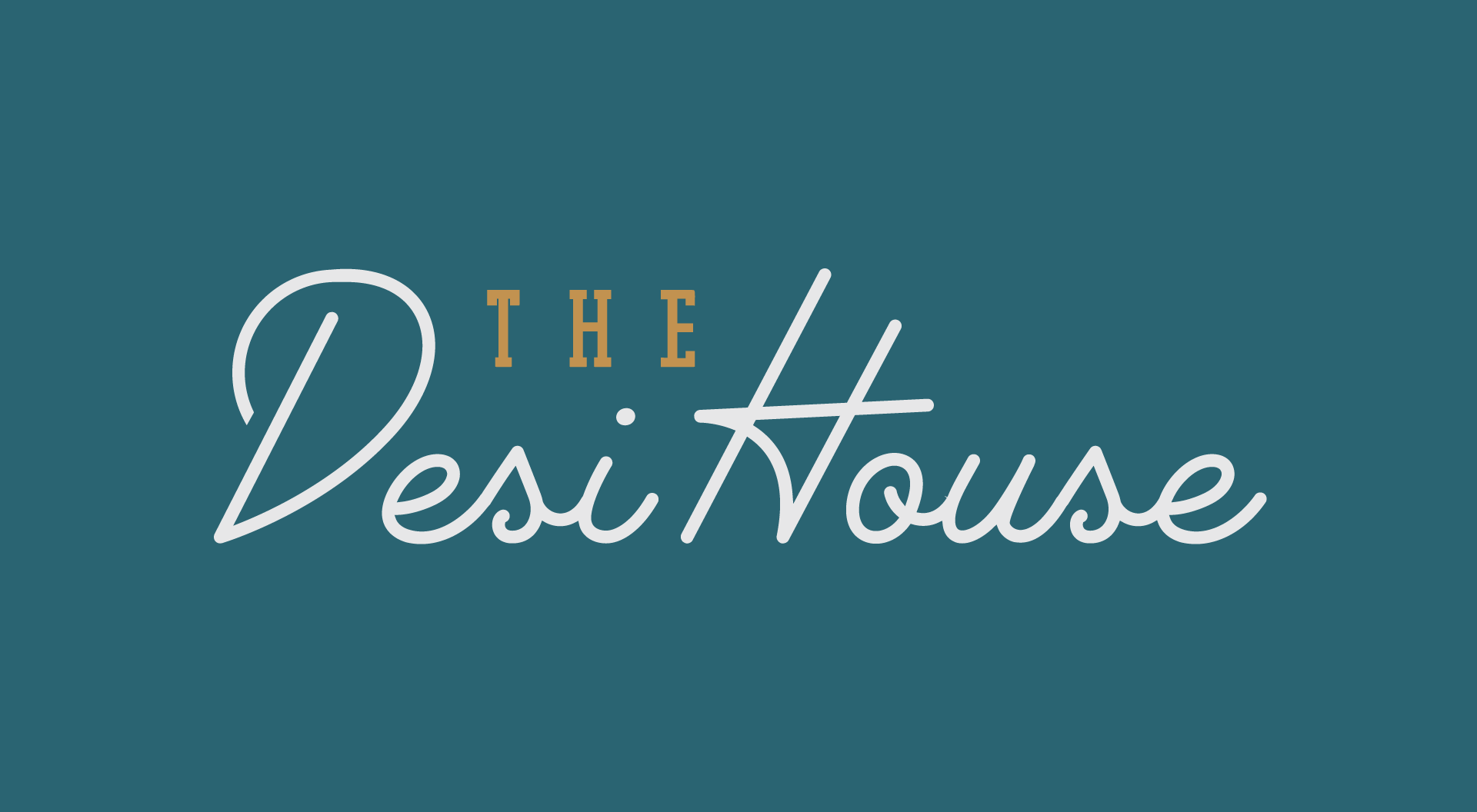 The logo for the desi house is on a blue background.