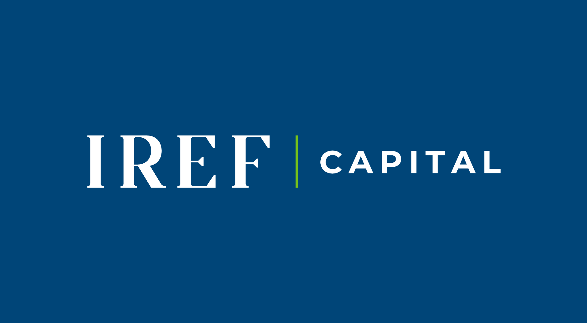 The logo for iref capital is on a blue background.