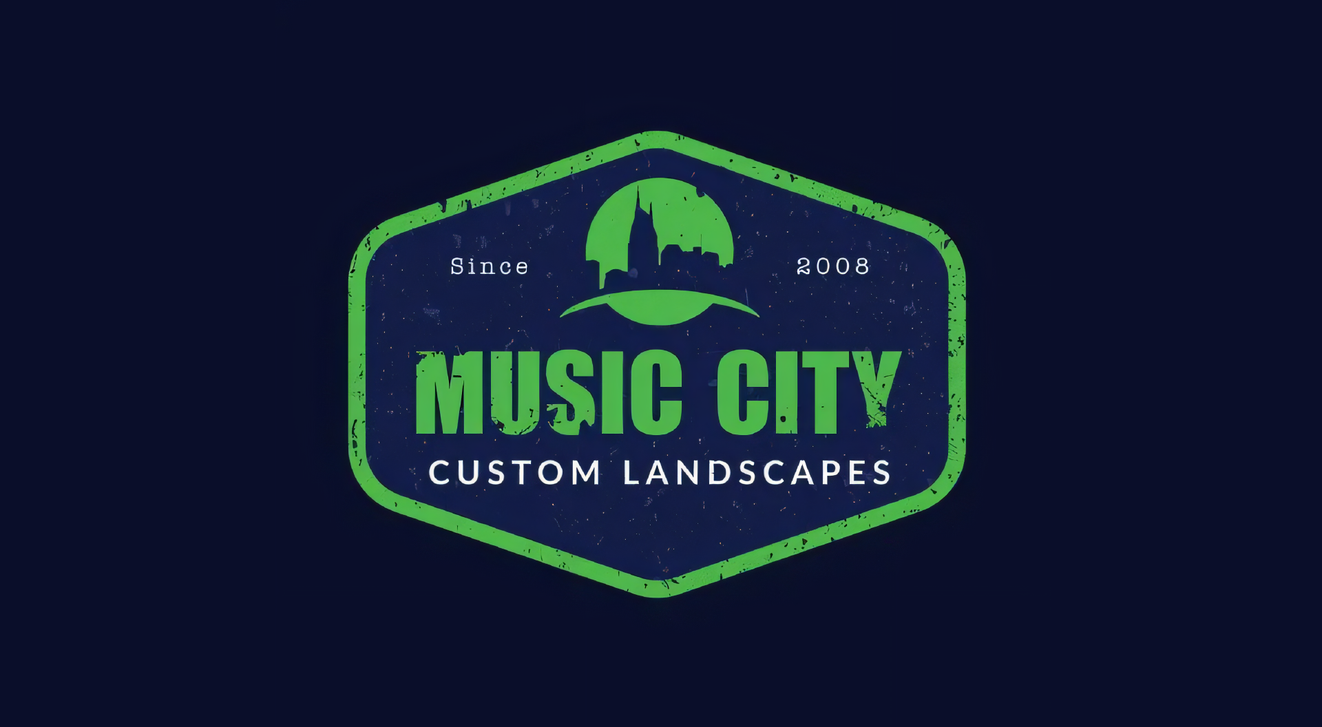 A logo for a company called music city custom landscapes.