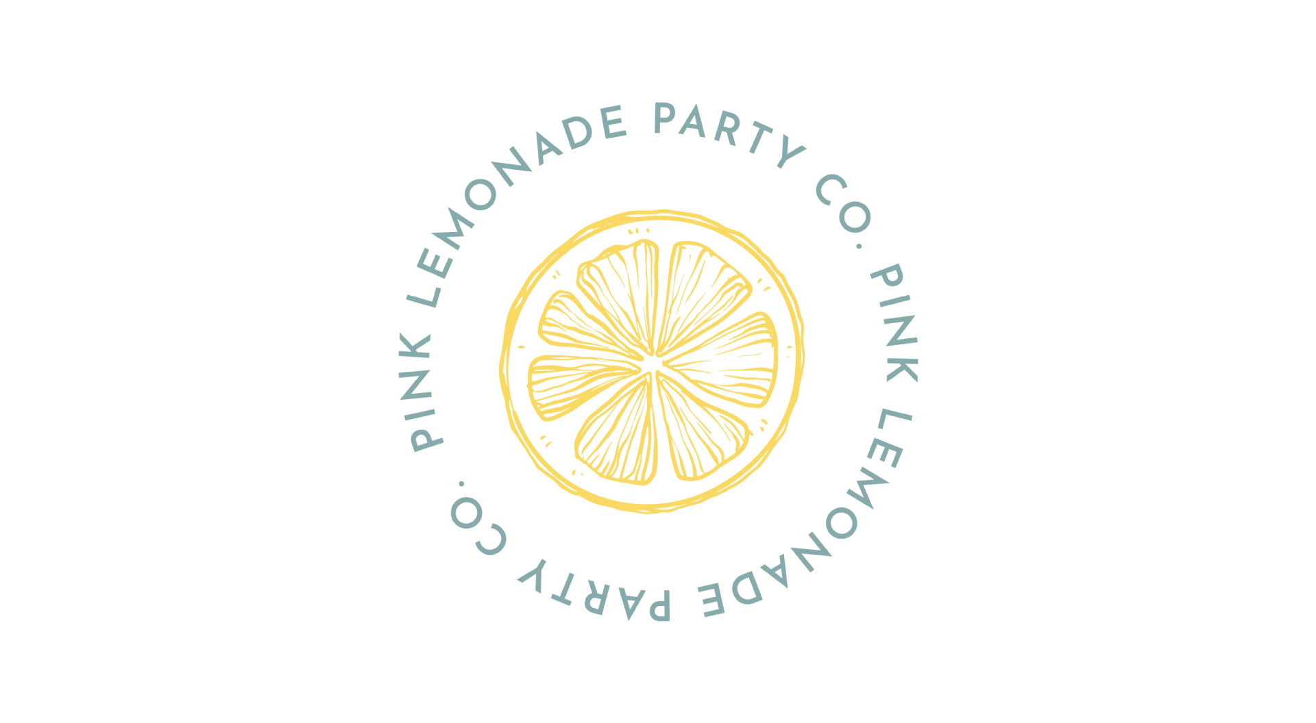 A logo for a lemonade party company with a slice of lemon in a circle.