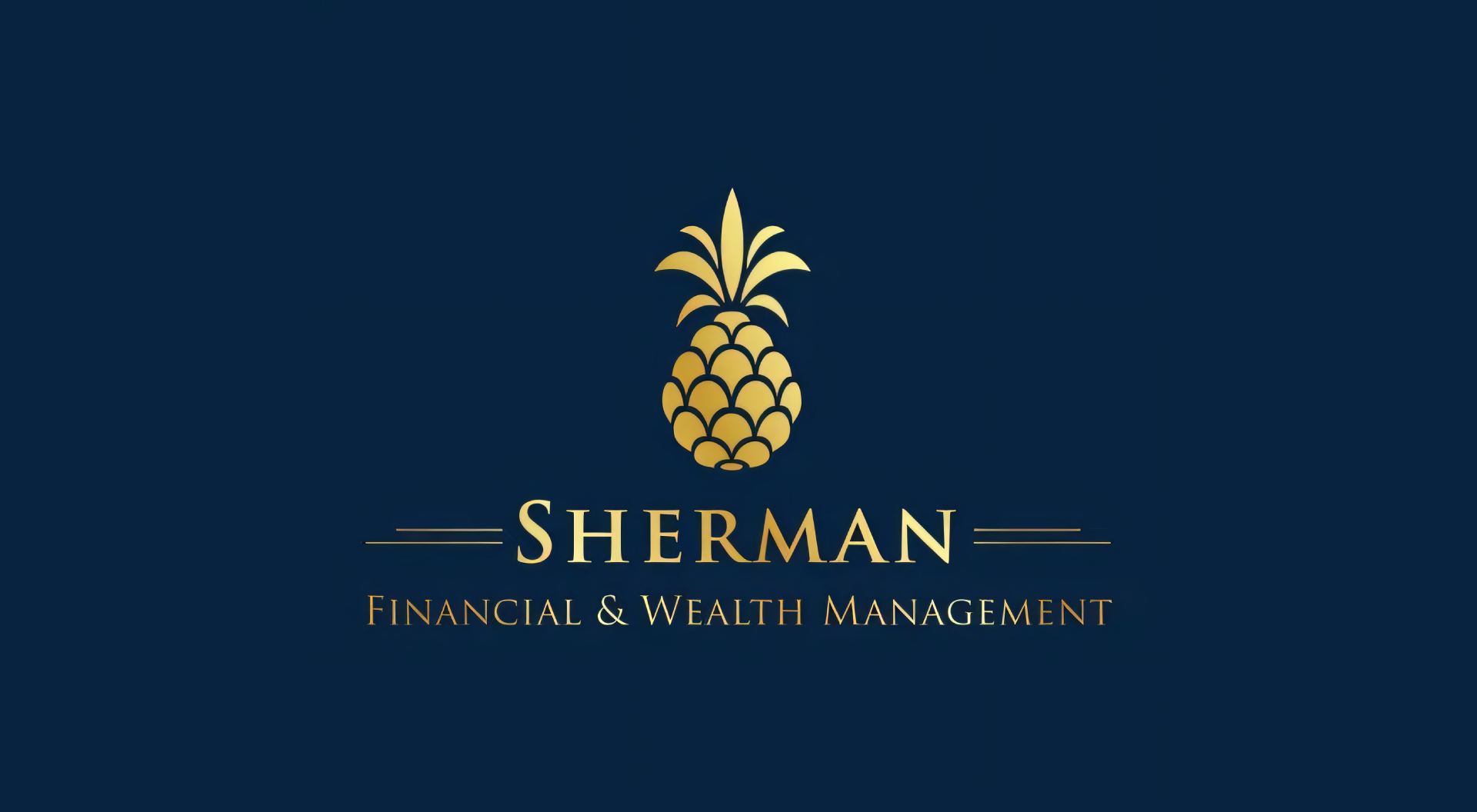 The logo for sherman financial and wealth management has a pineapple on it.