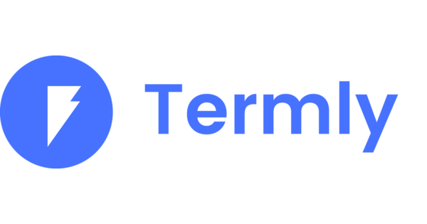 The termly logo is a blue circle with a triangle in the middle.