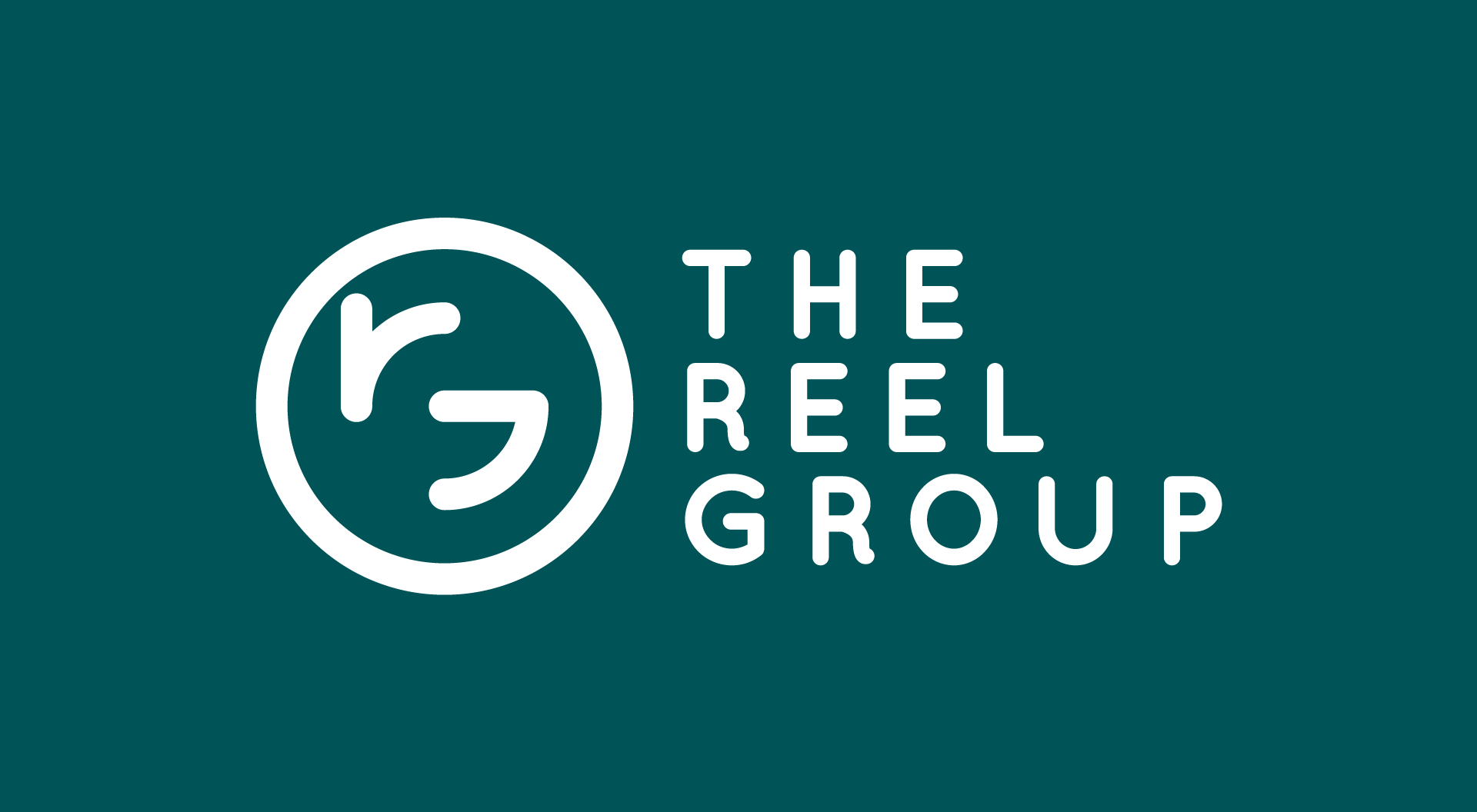 The logo for the reel group is on a blue background.