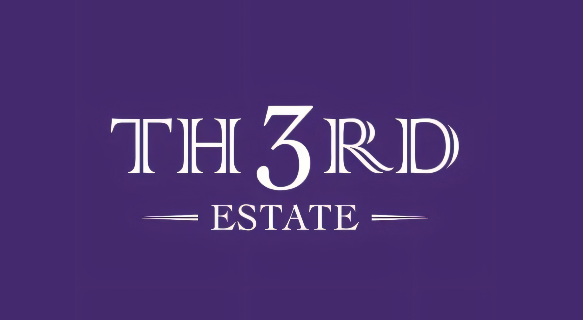 The logo for the 3rd estate is on a purple background