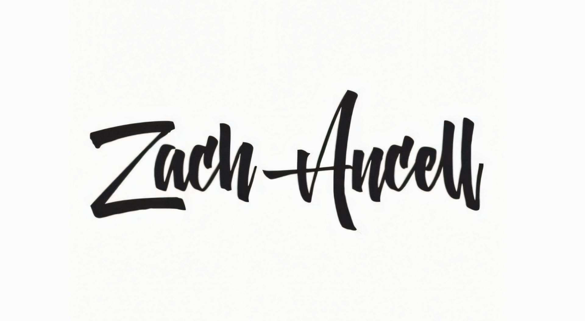 A black and white logo for zach ancell on a white background.