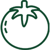A green line drawing of a tomato with a star on it.