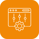 An icon of a thermometer and a sun on an orange background.