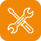 An icon of a thermometer and a sun on an orange background.