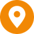 An orange circle with a white pin in it