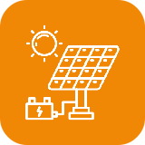 An icon of a thermometer and a sun on an orange background.